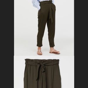 H & M olive green high waisted cropped pants